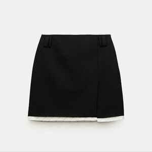 Zara Black Skirt with White Accent